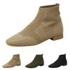 Knit Mesh Pointed Toe Ankle Boots Lightweight Flexible Slip On Low Heel Stretch Fabric Upper Casual Footwear for Women