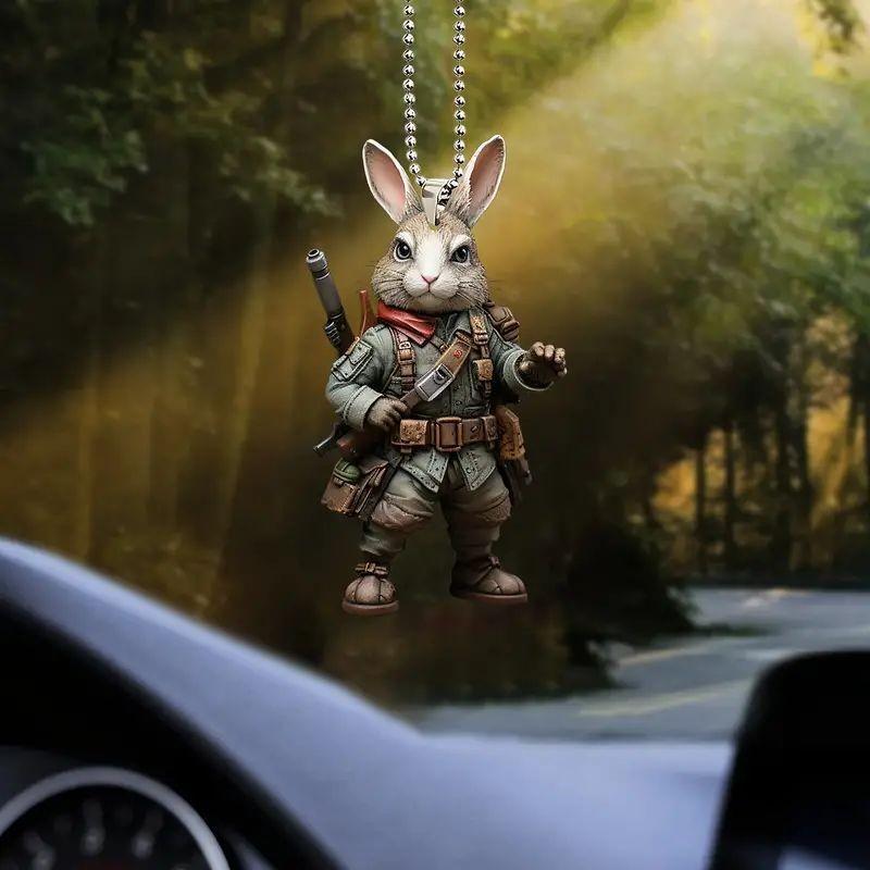 Cartoon Creative Acrylic Animal Gunner Car Hanging Ornament For Festive Interior Style