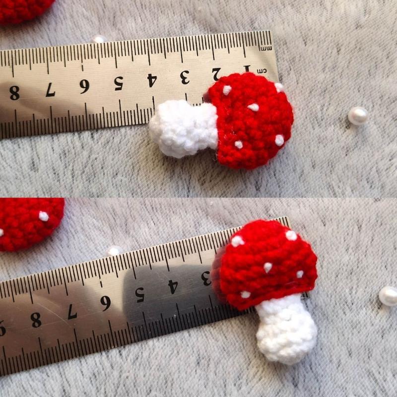 Handmade Crochet Mushroom Hair Clip Headwea Sweet Cute Knitted Hairpin for Girls