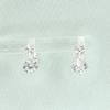 S925 Silver Dual Cubic Shine Huggie Earrings by Haniel – White, One-Touch Design, From Korea