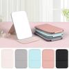 Desktop Makeup Mirror Solid Color Pu Leather Simple Portable Handheld Makeup Mirror Foldable Student Compact Cute Pocket Mirror