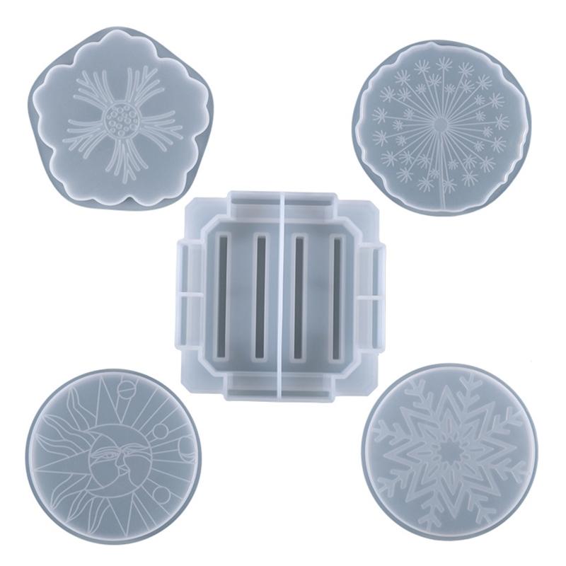 Irregular Flower Pattern Coaster Tray Silicone Mold Epoxy Resin Mold for Stylish Home Decoration Handmade Cup Mat Mould