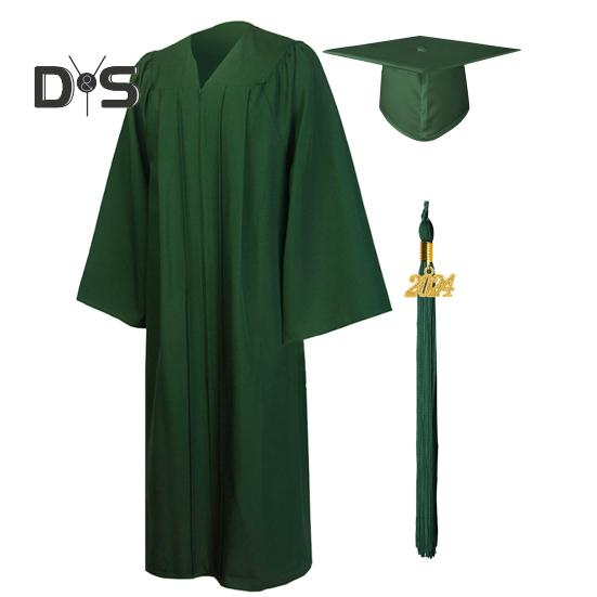 1 Set Unisex Graduation Robe Hat Set Front Zipper Loose Tassel 2024 Year Tag College Bachelor Doctor Master Graduation Ceremony Gown Cap Tassel Set
