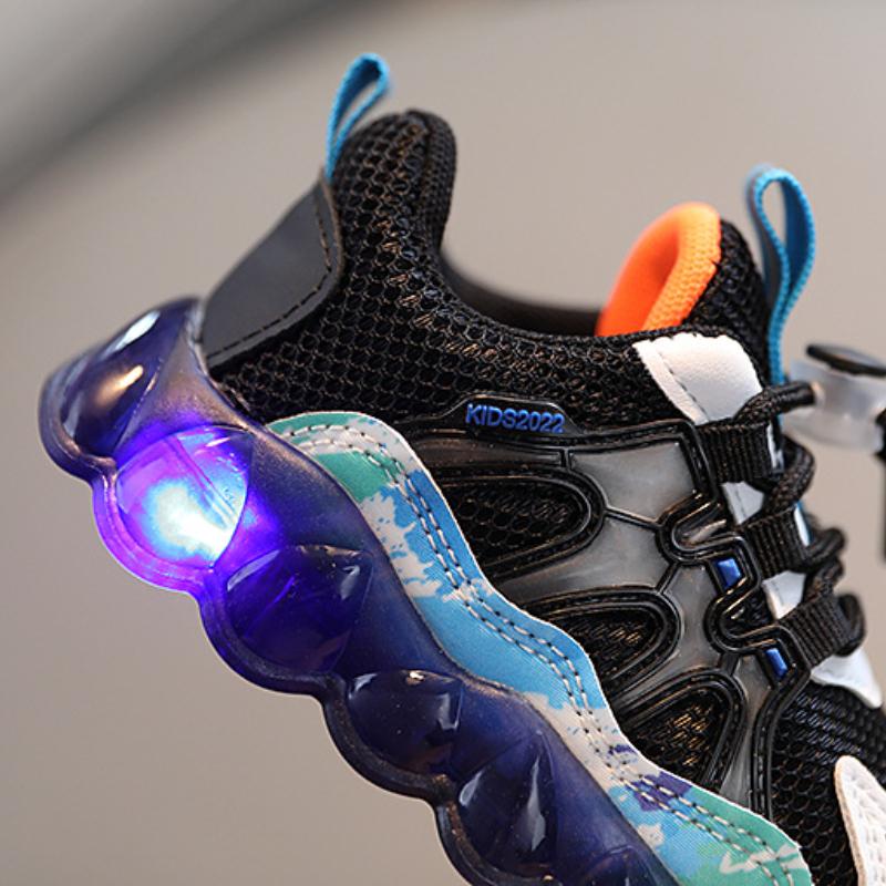 Весенне-осенние новые сетчатые детские кроссовки со светодиодной подсветкой — фото 9