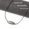 Women's Silver-Luster Obsidian Nine-Eyed Dzi Pendant Necklace with Adjustable Cord