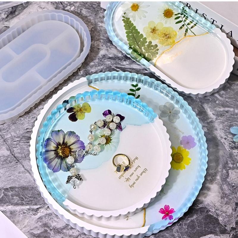 Jewelry Tray Silicone Moulds Resin Plate Molds for Epoxy Resin Craft Candle Holder Jewelry Storage Tray Home Decoration