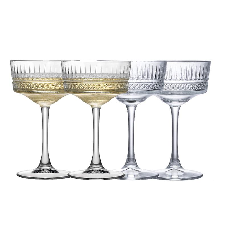 4PCS Elysia Champagne Cups, Goblet Cocktail Glasses Martini Glass Set of 4 240ml