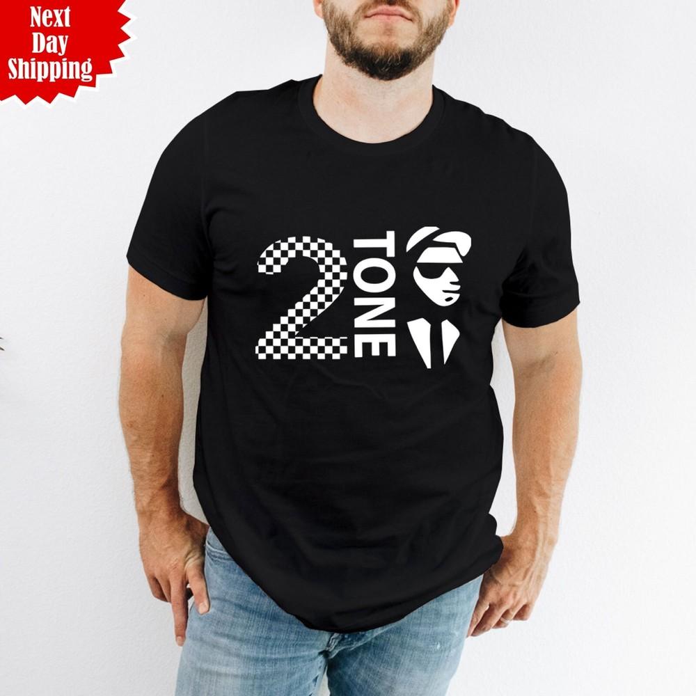 

2 Tone Men s 2Tone T-Shirt Rude Boy Printed Two Tone Ska Music 100% Cotton T Top M