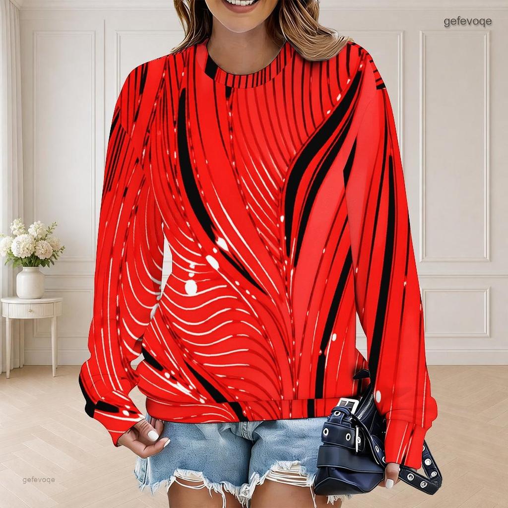 Women Plus Size Polka Dot Printed Round Neck Long Sleeve Ribbed Cuffs White Pullover Sweatshirt