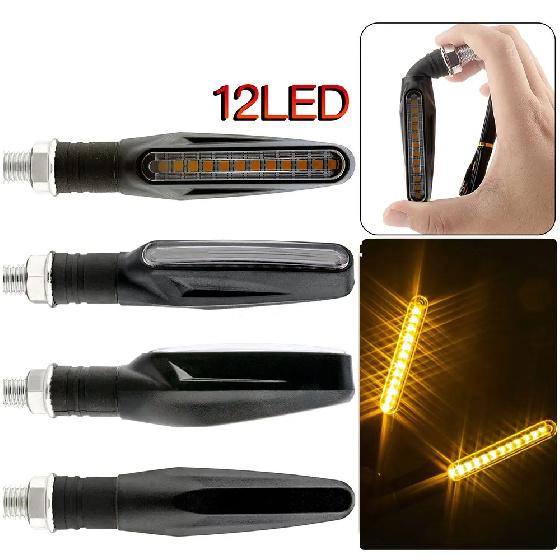 YD 12 LED Amber Flexible Scooter Lighting System Yellow Turn Signal Indicator Lights for Motorcycle Lights