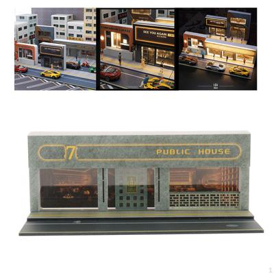 1/64 Landscape Diorama Parking Lot Background Photo Props with Light Miniature Streetscape for Gifts