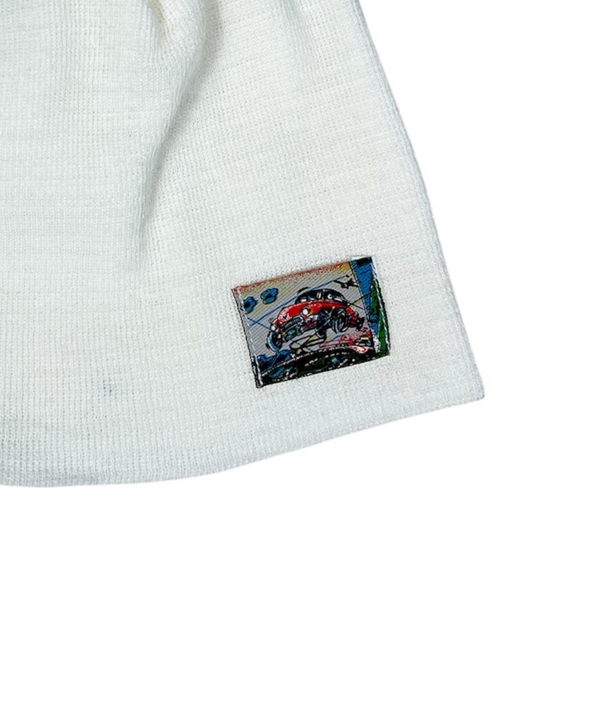 SK8ER ROCK Vintage Label Beanie ((Ivory))