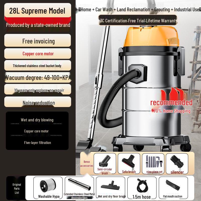 High-Power Industrial Vacuum Cleaner for Home, Car, and Small-Scale Cleaning