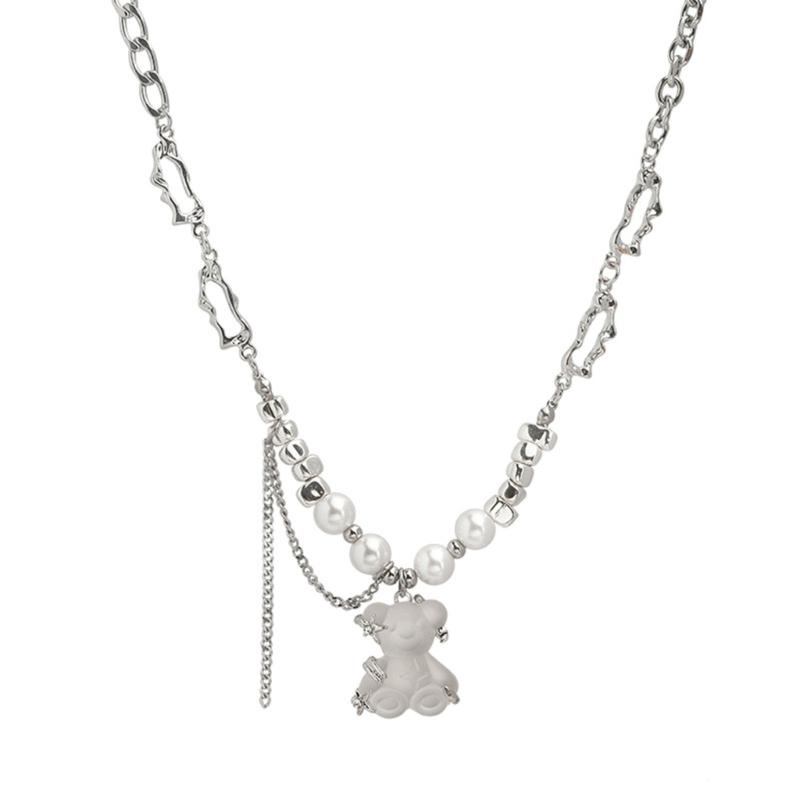 

Милое жемчужное ожерелье с кисточкой в виде медвежонка для женщин. Летнее хип-хоп колье. Цепочка для ключиц. Милое, крутое, пикантное ожерелье для девушки. Ювелирное изделие 1