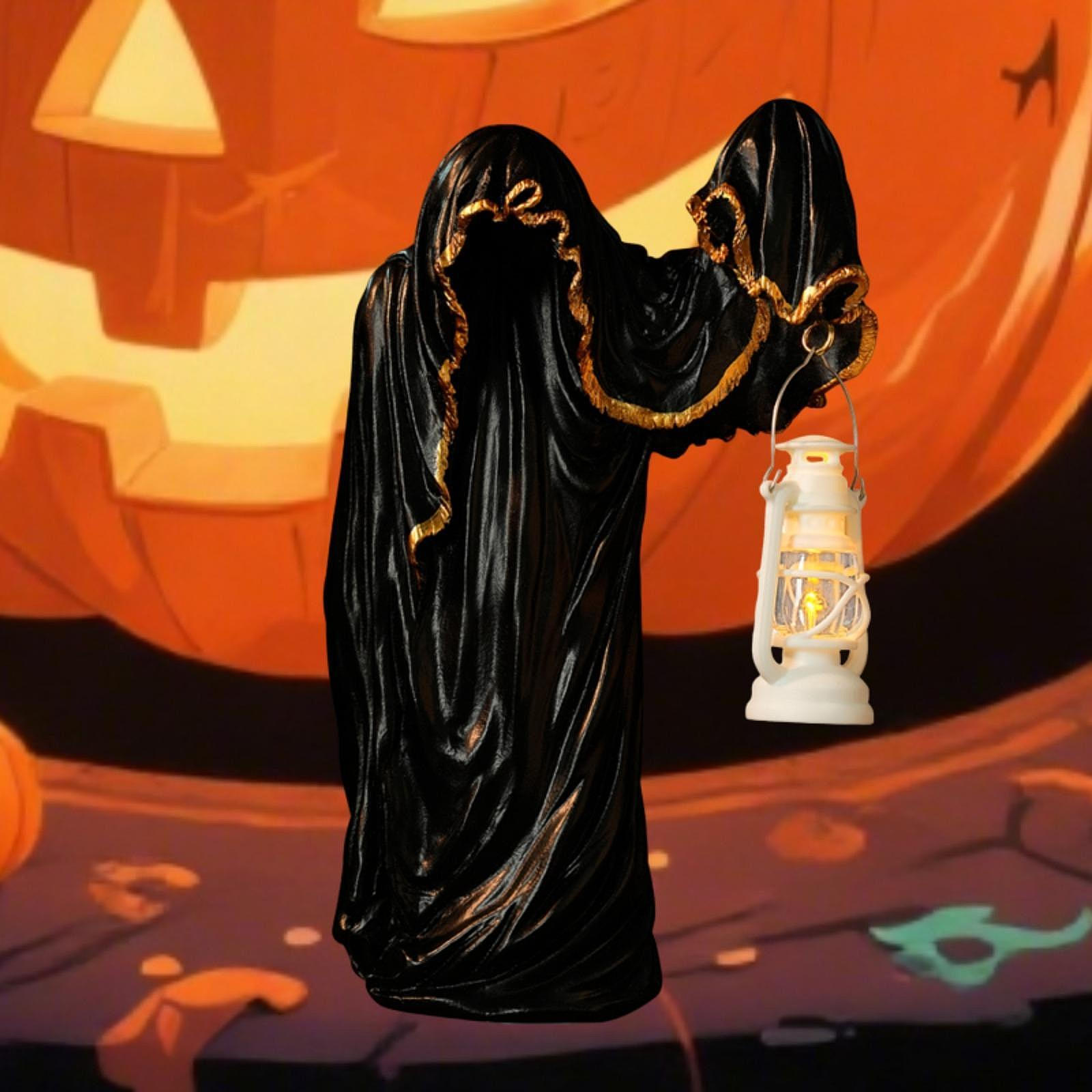 

Halloween Postman Lantern Figurine, Resin Craft Sculpture, Statue for Indoor Patio, білий