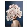 Canvas Painting Nordic Wall Art Posters Woman Head With Flowers Fashion Lady Portrait Picture Home Bedroom Decoration (No Frame)