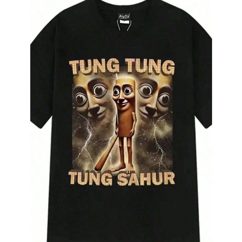 

Tung Sahur Graphic Printed T-Shirt Men Summer Casual Loose Fashion Funny Round Neck Short Sleeve Tops Clothing T-Shirt Unisex L