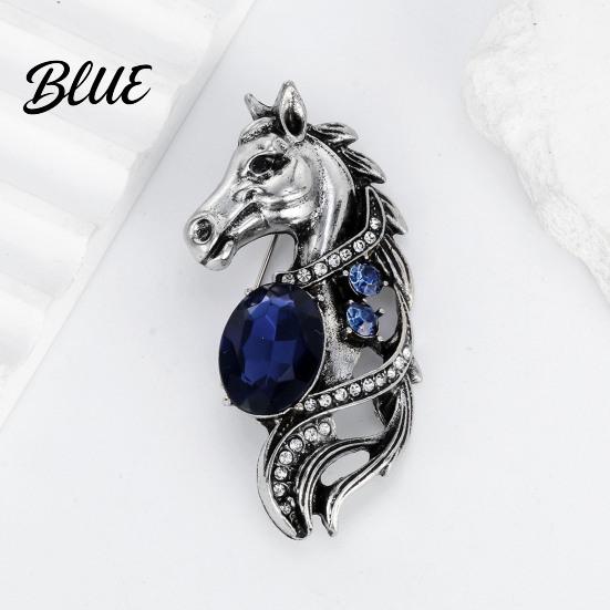 Luxury Brooch 1/2Pcs Metal Horse Head Design Pin with Sparkling