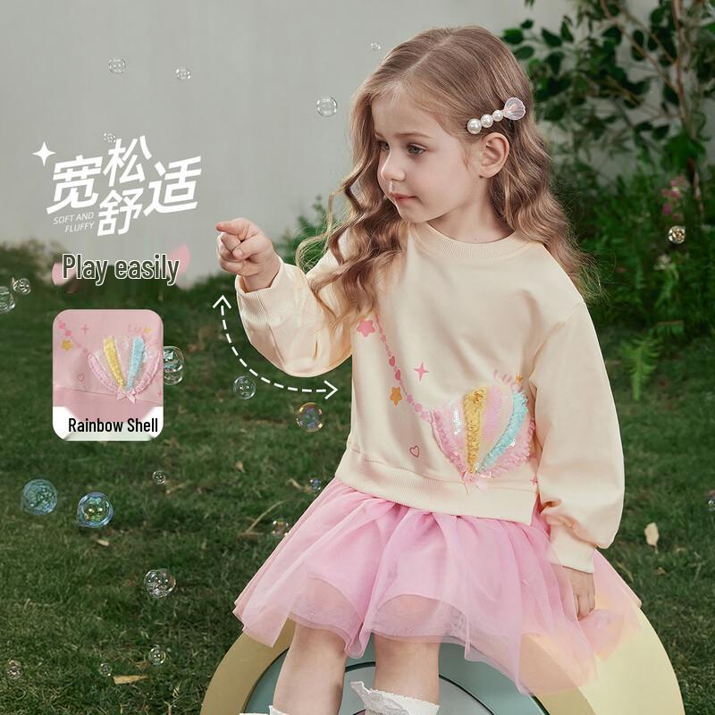 JELLYBABY Girls' Fake Two-Piece Sweatshirt Princess Dress