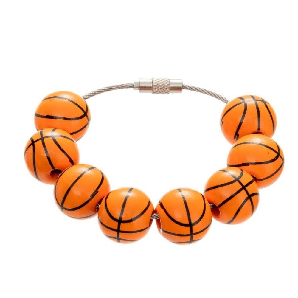 

Wooden Baseball Bag Charm Decorative Basketball Themed Sports Ball Keychain Bracelet Keychain Hanging Bracelet Charm Gift Idea