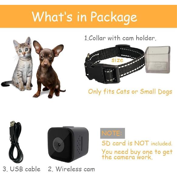 Cat Camera Collar, No WiFi Needed No APP,Cat Collar Camera with Video Record, Body Camera for Cat/Dog Recording,Camera for Cat Collar,Pet Collar