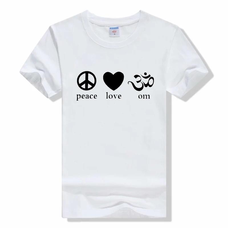 Peace Love Om Letter Print T Shirt Men Women Casual O-neck Tees Fashion Summer Tops Short Sleeve T Shirt