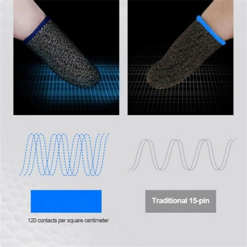 1 Pair Gaming Finger Sleeves 18-pin Ultra-thin Copper Fiber Finger Cots Breathable Fingertips