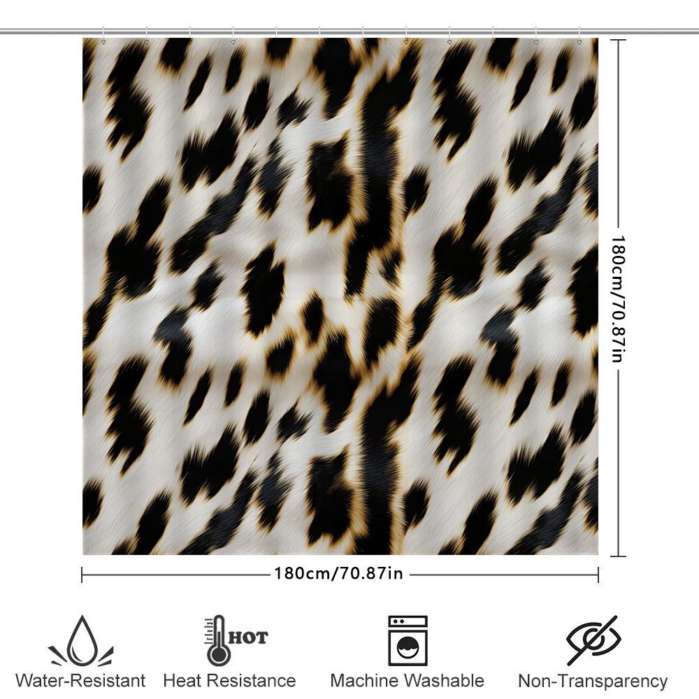 Animal Print Shower Curtain Black White Faux Fur Pattern For Bathroom Decor 72 X 72 Inches Modern Design Home Accessories