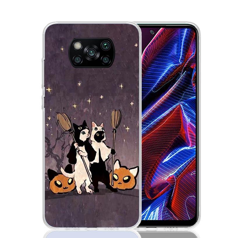 Witch And Cat Colorful Cute Case Phone Cover for Xiaomi Redmi Note 10 9 9S 8 8T 7 5 Pro Mi 12T 11T 10T 9T 12 11 Lite A3 A2 Trend