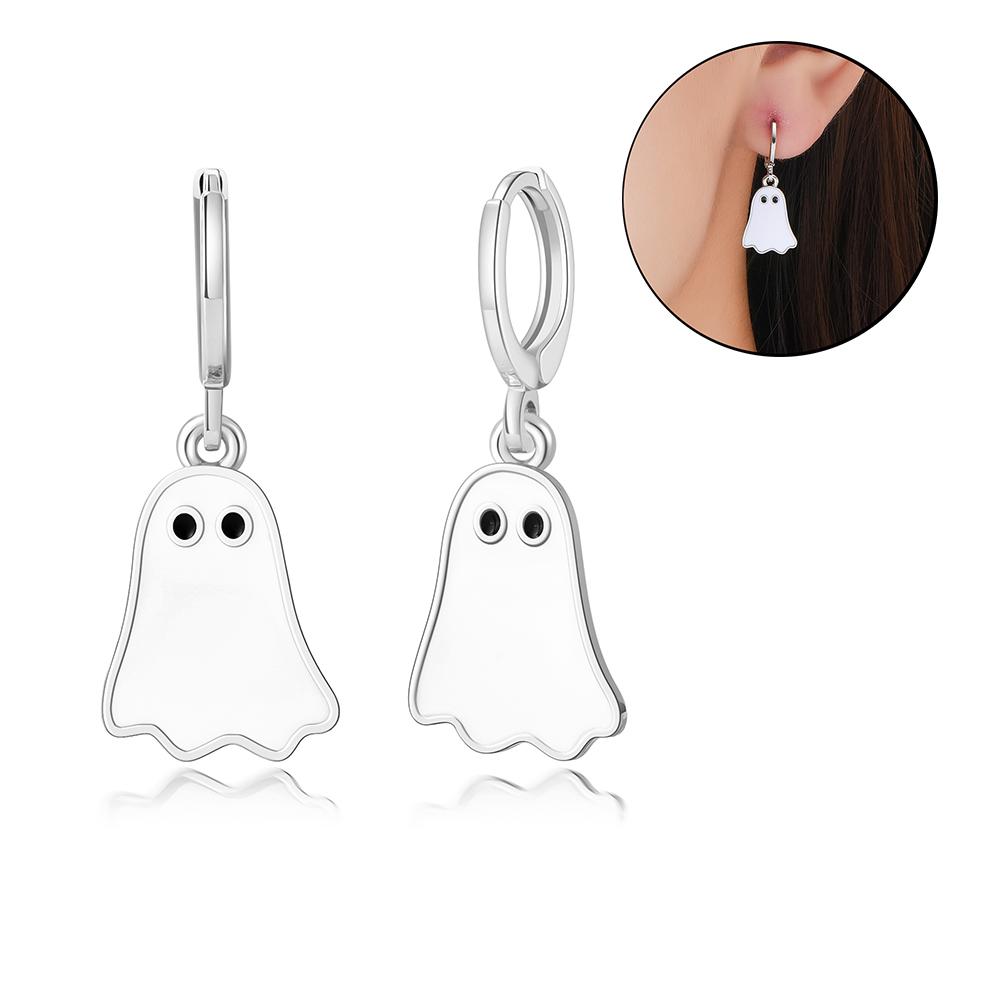 Lovely Ghost Hoop Earrings Halloween Jewelry for Women Girls Gift Drop Earrings Accessories