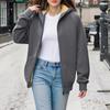 Women's Fashion Solid-Colour Thickened Hooded Sweatshirt With Zip-Up Fleece-Lined Sports Jacket
