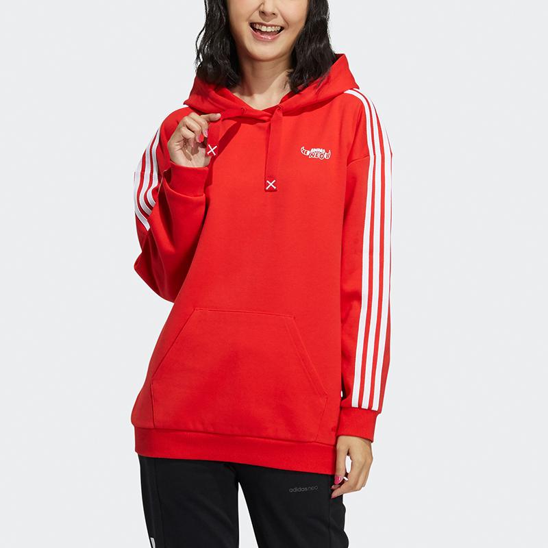 Adidas Neo W Artist Sweat Printed Sports Hoodie Women Hoodies Red GS2573