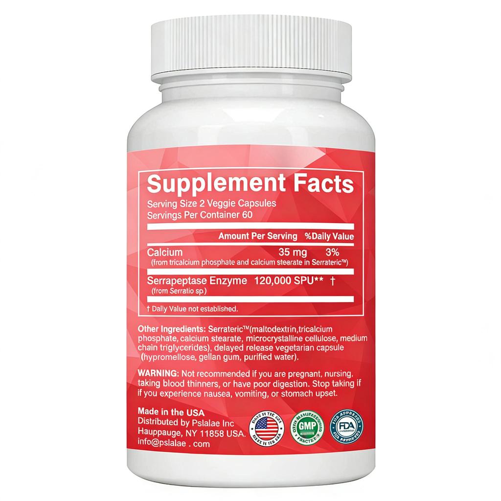 High Potency Serrapeptase Capsules - Supports Sinus Health, Enhance Immunity