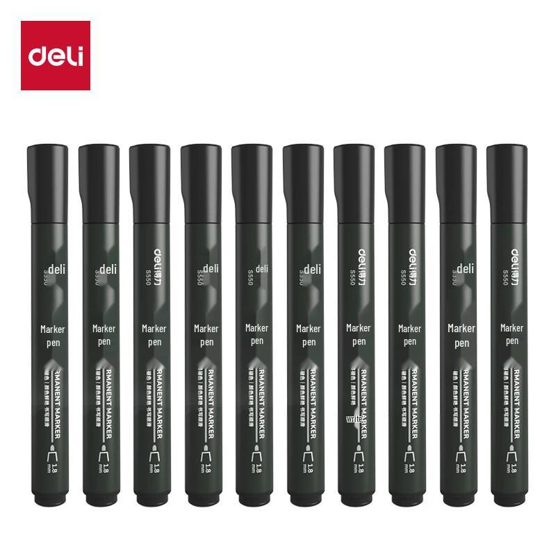 Deli S550 Oil-Based Marker Pen (10-Pack) чёрный