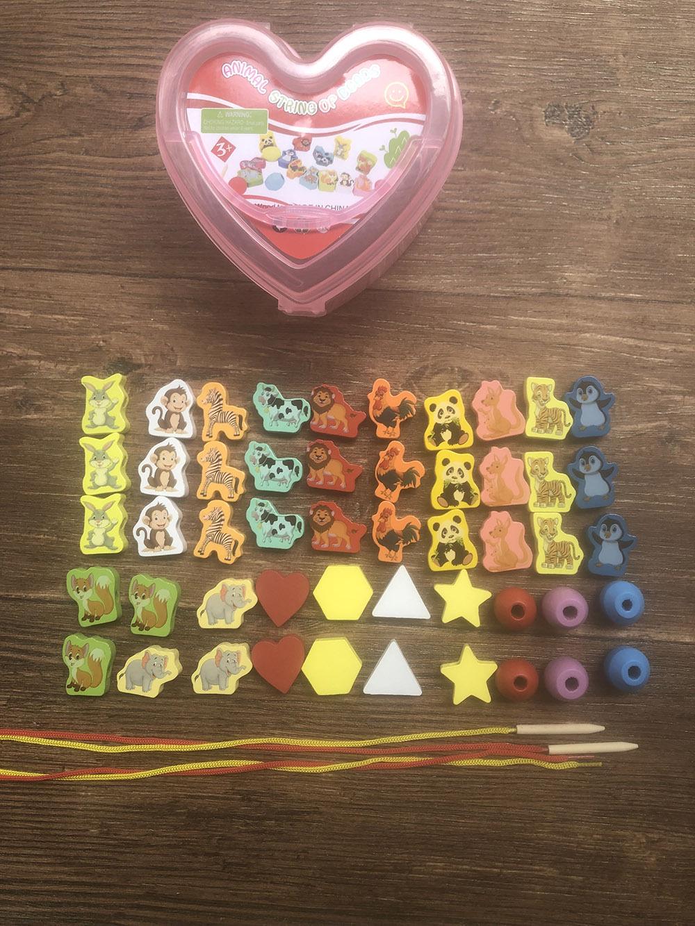 

Educational Beading Toys: Wooden Threading Animals & Fruits for Kids Ages 2-6