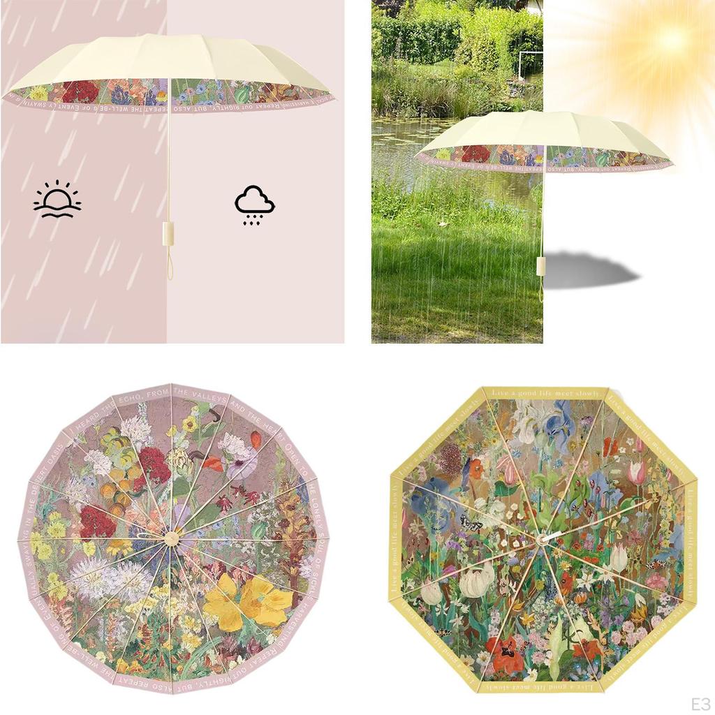 Compact Travel Umbrella Folding for Sunny or Rainy Day Strong Women