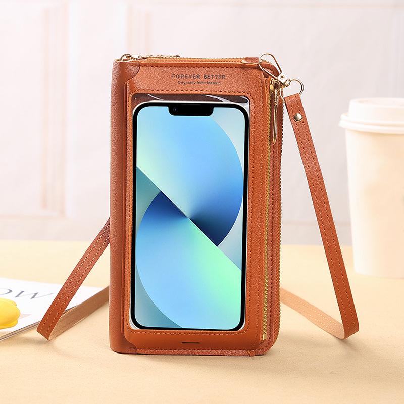 Touchscreen Mobile Phone Bag Female Oblique Cross Anti-theft Multi-function Shoulder Transparent Mini Bag Wallet Mobile Phone Bag