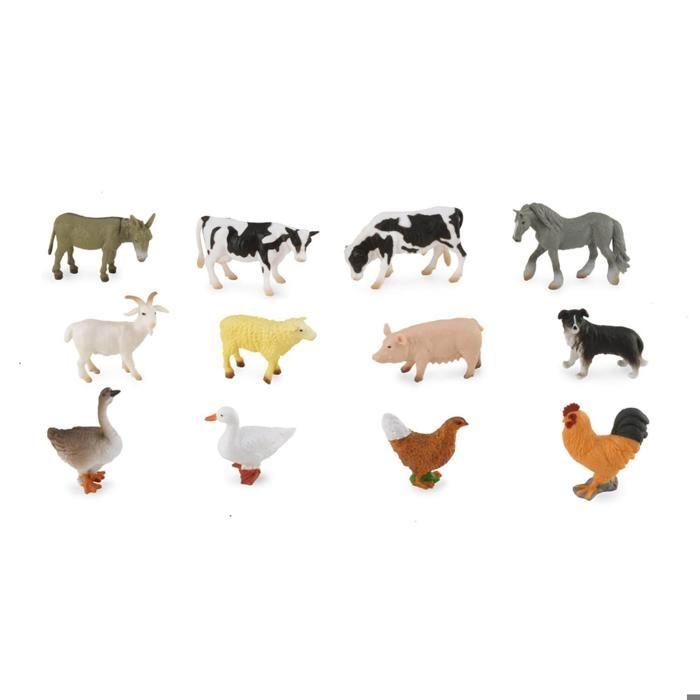 Figurines mini - la ferme : set de 12 animaux de la ferme