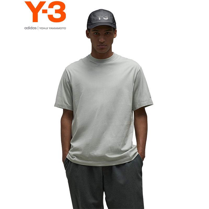 Y-3 Relaxed 23SS Round Neck Logo Sleeve Label T-Shirt Unisex T-Shirts Light-Gray IP7684