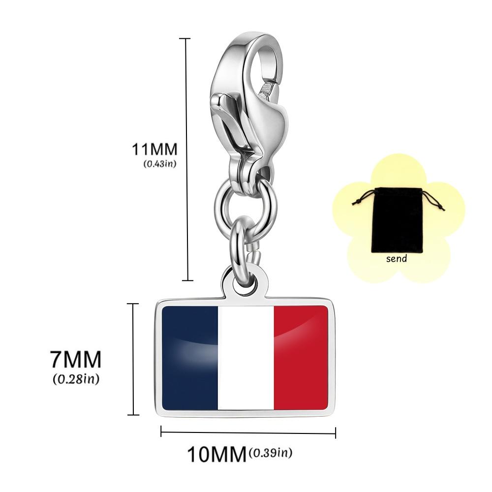 Customized photo flag picture square pendant stainless steel fashion DIY necklace bracelet bag chain records travel memories