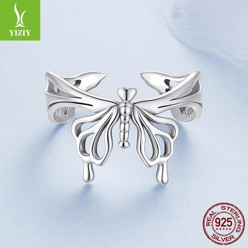 Wind Big Butterfly Open Ring Women'S Niche Premium Light Luxury S925 Sterling Silver Jewelry Ring Batch