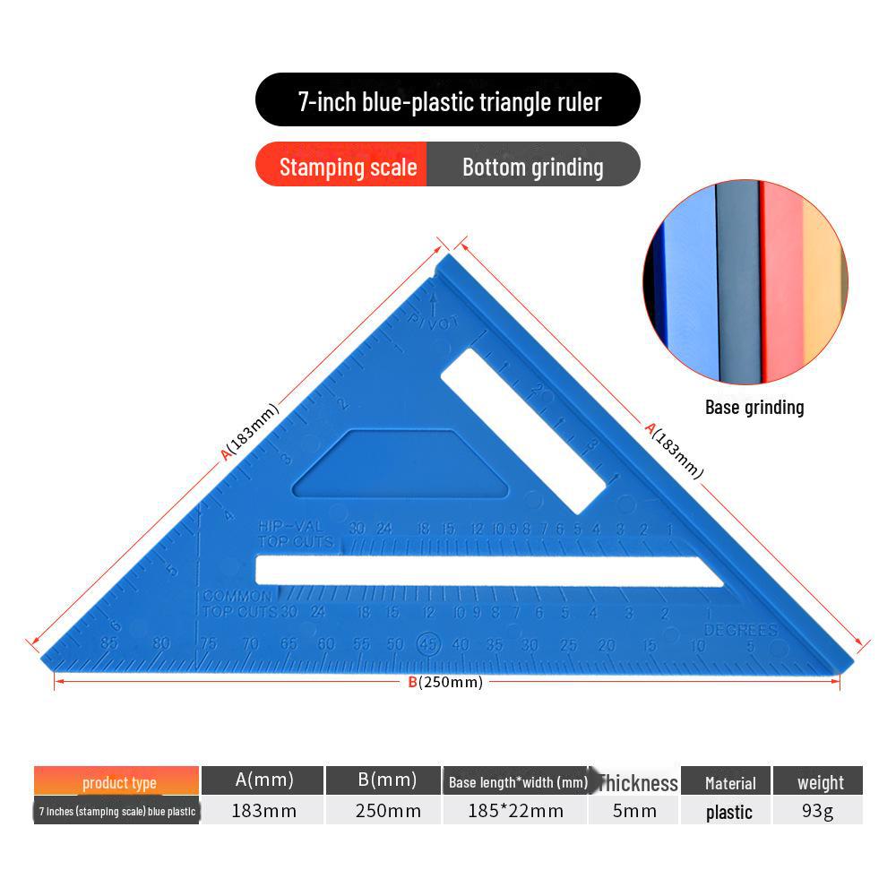 High-Precision Aluminum Triangle Ruler: 7-Inch Woodworking Tool, 12-Inch Metric & Imperial, 90° Right Angle Ruler