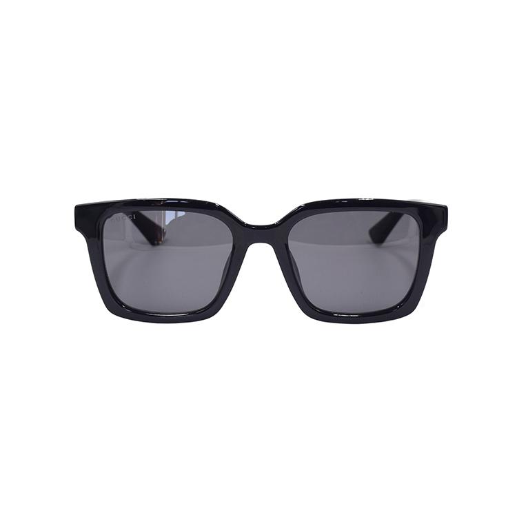 GUCCI Minimalist Logo Textured Plate Square Sunglasses Men's