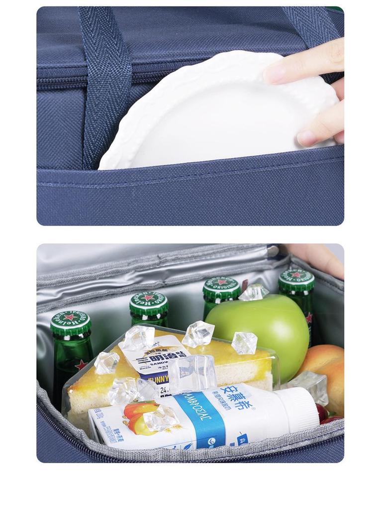 Insulated Solid Color Lunch Bag for Office, Travel, and Picnics