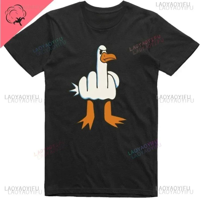 Mens Funny T-Shirt Rude Seagull Design Regular Fit Tee Women Men 3D Print Cartoon Graphic T-Shirts