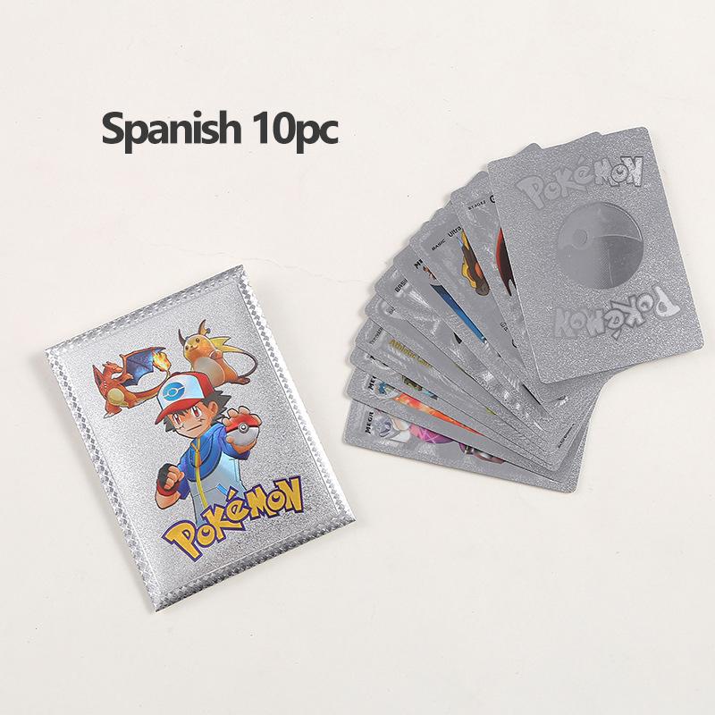 Carte aurie Pokemon Pikachu VMAX GX EX V, cărți argintii, engleză, spaniolă, Charizard Arceus, Colecție Rară Pokémon, carte