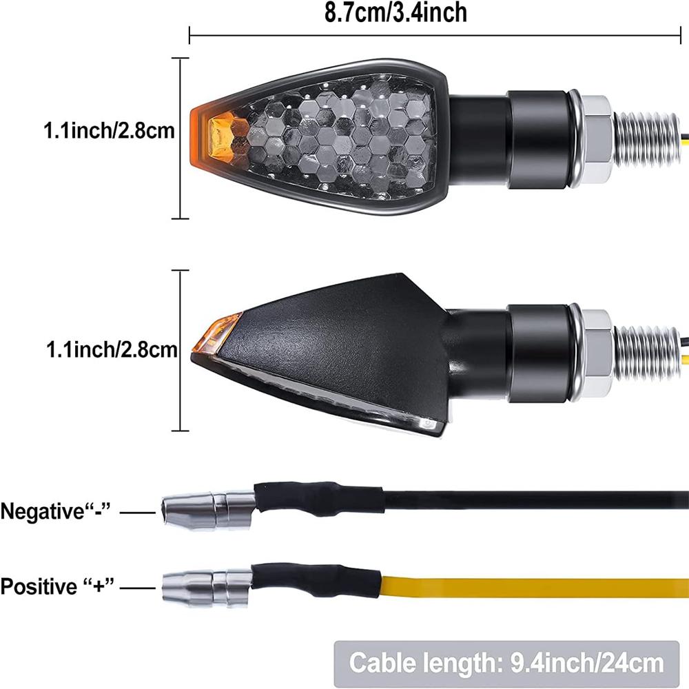 4 Stück Motorrad-Blinker, 14 LEDs, 12 V, bernsteinfarbene Lampe, Motorrad-Blinkerlicht, passend für Motorrad, Roller, Quad, Cruiser, Offroad