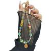 Chinese Elements Anti-Drop Lanyard Keychain Sparkling Teardrop Crystal Bead Pendant Bracelets Glittery Bling Mobile Charm Strap