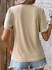 2023 Summer Women's Round Neck Pleated Lace Casual T-shirt