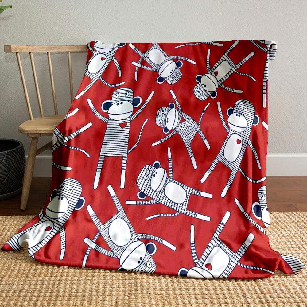 

Cute Monkey Pattern Blanket bedroom Blanket for Livingroom Couch lunch break Soft throw for Friend s festival Gift 80cm x 120cm